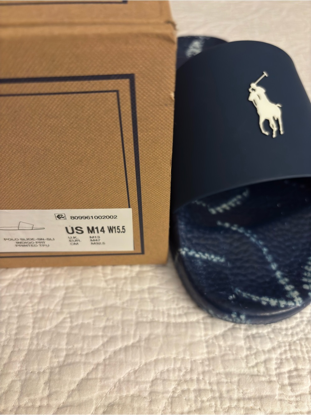 Polo by Ralph Lauren Navy Slide Sandals with White Pony Logo